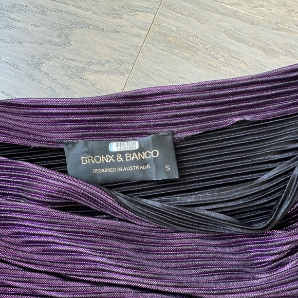 Bronx and Banco Purple Metallic One Shoulder Florence Maxi Dress Gown SMALL - Picture 4 of 10